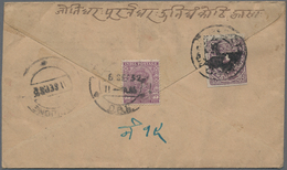 Tibet: 1912, 1 T. Greyish Violet Tied Indistinct "PHARI" To Inbound Cover From India, KGV 1 A 3. P. - Otros - Asia