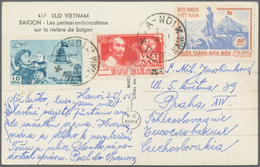 Vietnam-Nord (1945-1975): 1951/56, Postcard Addressed To Czechslovakia, Bearing Ho Chi Minh And Map - Vietnam
