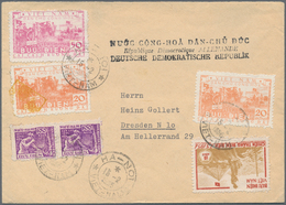 Vietnam-Nord (1945-1975): 1955 Agrar-reform 20 D Two Different Shades, One With Yellow Barr-overprin - Vietnam