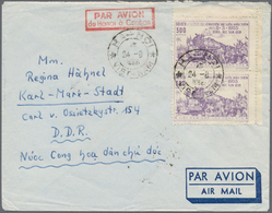 Vietnam-Nord (1945-1975): 1956, Railway-line Hanoi/Muc-Nam-Quan 300 D Vertical Pair On Airmail-lette - Vietnam