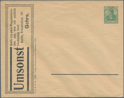 Thematik: Anzeigenganzsachen / Advertising Postal Stationery: 1902 (approx.), German Reich. Private - Ohne Zuordnung