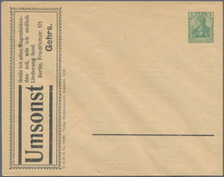 Thematik: Anzeigenganzsachen / Advertising Postal Stationery: 1902 (approx.), German Reich. Private - Unclassified