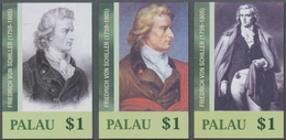 Thematik: Druck-Dichter / Printing-poets: 2005, Palau. Complete Set "200th Anniversary Of The Death - Ecrivains