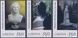 Thematik: Druck-Dichter / Printing-poets: 2005, Liberia. Complete Set "200th Anniversary Of The Deat - Schriftsteller