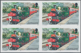 Thematik: Eisenbahn / Railway: 1992, Isle Of Man. IMPERFORATE Block Of 4 For The 18p Value Of The De - Trenes