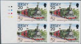 Thematik: Eisenbahn / Railway: 1999, JERSEY: 125 Years Of United Postal Union (UPU) 20p. 'Train Of T - Trenes