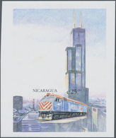 Thematik: Eisenbahn / Railway: 2000, NICARAGUA: Locomotives Of The World Complete IMPERFORATE Set Of - Treni