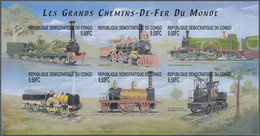 Thematik: Eisenbahn / Railway: 2001, Kongo (Kinshasa/Zaire). IMPERFORATE Miniature Sheet Of 6 For Th - Trains