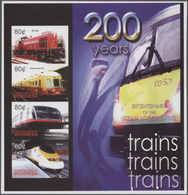 Thematik: Eisenbahn / Railway: 2004, MICRONESIA: Bicentenary Of Steam Locomotives Complete Set Of Tw - Treni