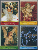 Thematik: Engel / Angels: 2008, Palau. Complete Set "Christmas" (4 Values) In IMPERFORATE Single Sta - Cristianesimo