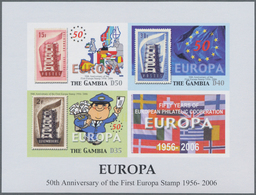 Thematik: Europa / Europe: 2005, The Gambia. IMPERFORATE Souvenir Sheet (3 Stamps) For The Issue "50 - Idées Européennes