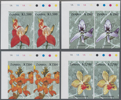 Thematik: Flora-Orchideen / Flora-orchids: 2005, ZAMBIA: African Orchids Set Of Four In Horizontal I - Orchideen
