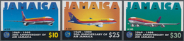 Thematik: Flugzeuge, Luftfahrt / Airoplanes, Aviation: 1999, Jamaica. Complete Set "30 Years State A - Aerei