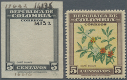 Thematik: Nahrung-Kaffee / Food-coffee: 1947, COLOMBIA: Definitive Issue 5c. Coffee Plant IMPERFORAT - Food