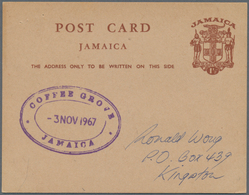 Thematik: Nahrung-Kaffee / Food-coffee: 1967, JAMAICA: Stat. Postcard 1½d. Brown 'Coat Of Arms' Canc - Alimentazione