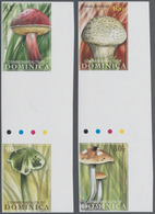 Thematik: Pilze / Mushrooms: 2009, DOMINICA: Mushrooms Complete Set Of Four In Two Vertical Gutter P - Funghi