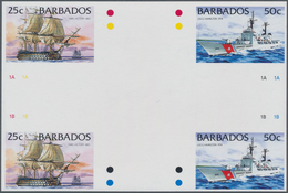 Thematik: Schiffe / Ships: 1994, Barbados. IMPERFORATE Cross Gutter Pair For The 25c And 50c Values - Barche