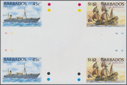 Thematik: Schiffe / Ships: 1996, Barbados. IMPERFORATE Cross Gutter Pair For The 45c And $1.10 Value - Barche