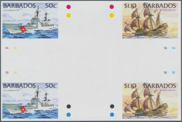 Thematik: Schiffe / Ships: 1996, Barbados. IMPERFORATE Cross Gutter Pair For The 50c And $1.10 Value - Schiffe
