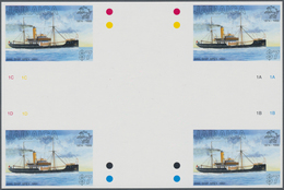 Thematik: Schiffe / Ships: 1999, Jamaica. IMPERFORATE Cross Gutter Block Of 4 For The $7 Value Of Th - Bateaux