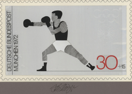 Thematik: Sport-Boxen / Sport-boxing: 1972, Bund, Nicht Angenommener Künstlerentwurf (27x16,5) Von P - Boxeo