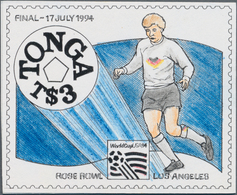 Thematik: Sport-Fußball / Sport-soccer, Football: 1994, Tonga Football World Cup USA, 3 Hand Drawn E - Other & Unclassified