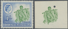 Thematik: Tabak / Tobacco: 1959, RHODESIA&NYASALAND: QEII Definitive 1s. Light Green/ultramarine Imp - Tabac