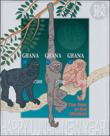 Thematik: Tiere-Affen / Animals-monkeys: 2004, Ghana. IMPERFORATE Miniature Sheet (3 Stamps) For The - Affen