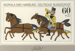 Thematik: Tiere-Pferdekutschen / Animals-horse Coaches: 1985, Bund, Original-Künstlerentwurf (26x15, - Paarden