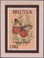 Thematik: Tiere-Schmetterlinge / Animals-butterflies: Bhutan 1990, Endgültiger Künstler-Entwurf Mit - Mariposas
