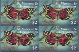 Thematik: Tiere-Schmetterlinge / Animals-butterflies: 2001, St. Vincent. Imperforate Block Of 4 For - Vlinders