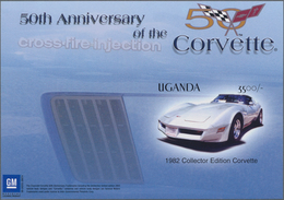 Thematik: Verkehr-Auto / Traffic-car: 2003, UGANDA: 100th Anniversary Of Chevrolet-Corvette Complete - Coches