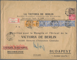 Ägypten: 1910 Printed Envelope Used Registered From Cairo To Budapest, Franked By 1pi. Ultramarine S - 1866-1914 Khédivat D'Égypte