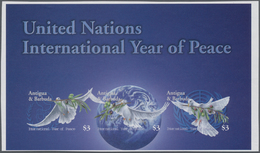 Antigua: 2004, International Year Of Peace Set Of Three Showing 'dove Of Peace' In An IMPERFORATE Sh - Antigua E Barbuda (1981-...)