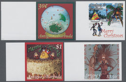 Antigua: 2007, Christmas Complete IMPERFORATE Set Of Four From Left Margins, Mint Never Hinged And S - Antigua En Barbuda (1981-...)