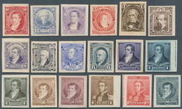 Argentinien: 1888/1892 (ca.), Group Of 18 Imperforated Proofs On Cardboard, Issued Design But Differ - Otros & Sin Clasificación