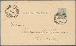Argentinien - Ganzsachen: 1892, Stationery Letter Card Rivadavia 4 C Slate Green On Cream With MISSI - Interi Postali