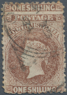 Südaustralien: 1877 QV 1s. Red-brown Showing TOP PERFORATION SHIFTED Upwards So That "ONE SHILLING" - Cartas & Documentos
