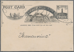 Südaustralien: 1890's, Postcard Design Competition Postcard-size ESSAY ('Mancunius' No. 18) Hand-pai - Cartas & Documentos