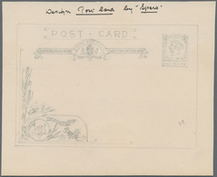 Südaustralien: 1890's, Postcard Design Competition Postcard-size ESSAY ('Spero' No. 29) Hand-painted - Brieven En Documenten