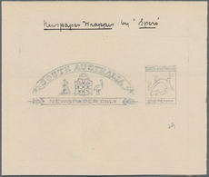 Südaustralien: 1890's, Wrapper Design Competition ESSAY ('Spero' No. 29) Of Heading Of Wrapper 'News - Lettres & Documents