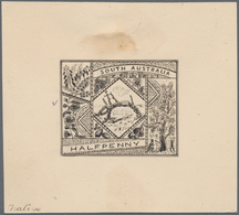 Südaustralien: 1890's, Stamp Design Competition Handpainted ESSAY (46 X 37 Mm) In Sepia Ink On Thin - Cartas & Documentos