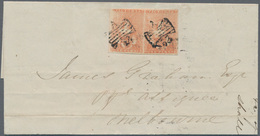 Victoria: 1850, Folded Entire Bearing 'Half Length' Horiz. Pair 1d. Dull Red Good Used With Two Butt - Covers & Documents