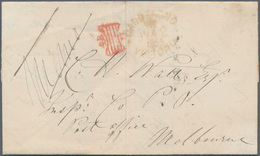 Victoria: 1855, Folded Stampless Entire With Light Red 'DANDENONG / (crown) / JY*2/1855 / VICTORIA' - Covers & Documents