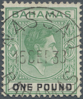 Bahamas: 1938, Definitives KGVI, £1 Deep Grey-green And Black, Fresh Colour And Well Perforated, Bea - 1963-1973 Autonomia Interna