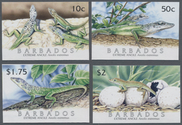 Barbados: 2005, Lizard 'Barbados Anole (Anolis Extremus)' Complete IMPERFORATE Set Of Four, Mint Nev - Barbades (1966-...)