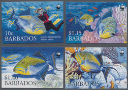 Barbados: 2006, WWF 'Queen Triggerfish (Balistes Vetula)' Complete IMPERFORATE Set Of Four, Mint Nev - Barbados (1966-...)