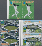 Barbados: 2007, Cricket World Cup Complete Set Of Three In Horiz. Or Vertical IMPERFORATE Pairs And - Barbades (1966-...)