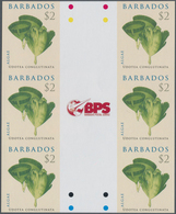 Barbados: 2008. IMPERFORATE Vertical Gutter Block Of 3 Horizontal Pairs For The $2 Value Of The ALGA - Barbades (1966-...)