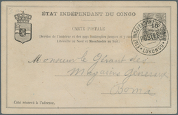Belgisch-Kongo: 1892, Stationery Card 10 C. Tied "LUKUNGU / POSTES" To Boma W. Blue Arrival Of 16 Ma - Other & Unclassified